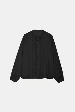 Coco Lace Trim Shirt Noir