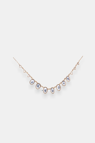 Aquamarine and Rose-cut Champagne Diamond Necklace