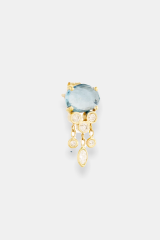 Jelly Fish  Aquamarine & Diamonds Single Earring