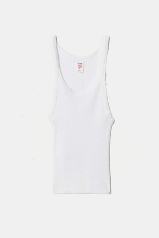 Cropped Ribbed Tank Optic White