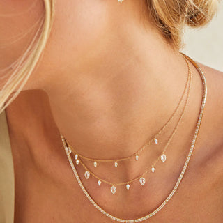 Diamond & White Quartz Teardrop Necklace