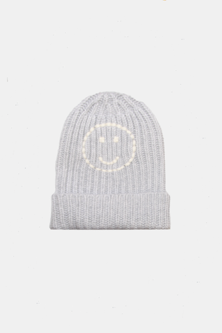 Cashmere Beanie "Happy" Foggy/Eco Paper