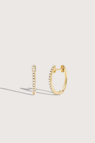 Diamond Mini Huggie Earring Yellow Gold (Single)