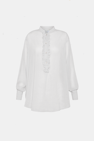 Granddad–collar Silk Shirt White