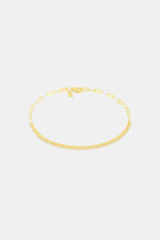Diamond Segment Mini Link Bracelet Yellow Gold