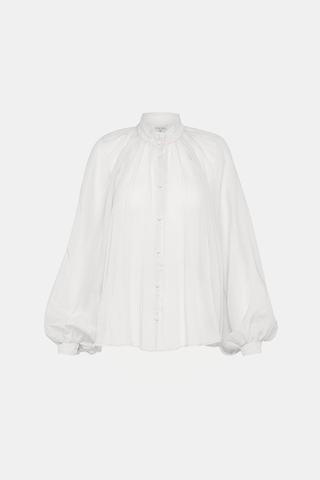 Silk Cotton Voile  Boho Shirt White