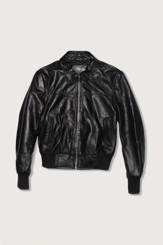 flat lay flat lay Berlin Leather Jacket black cropped micro fit