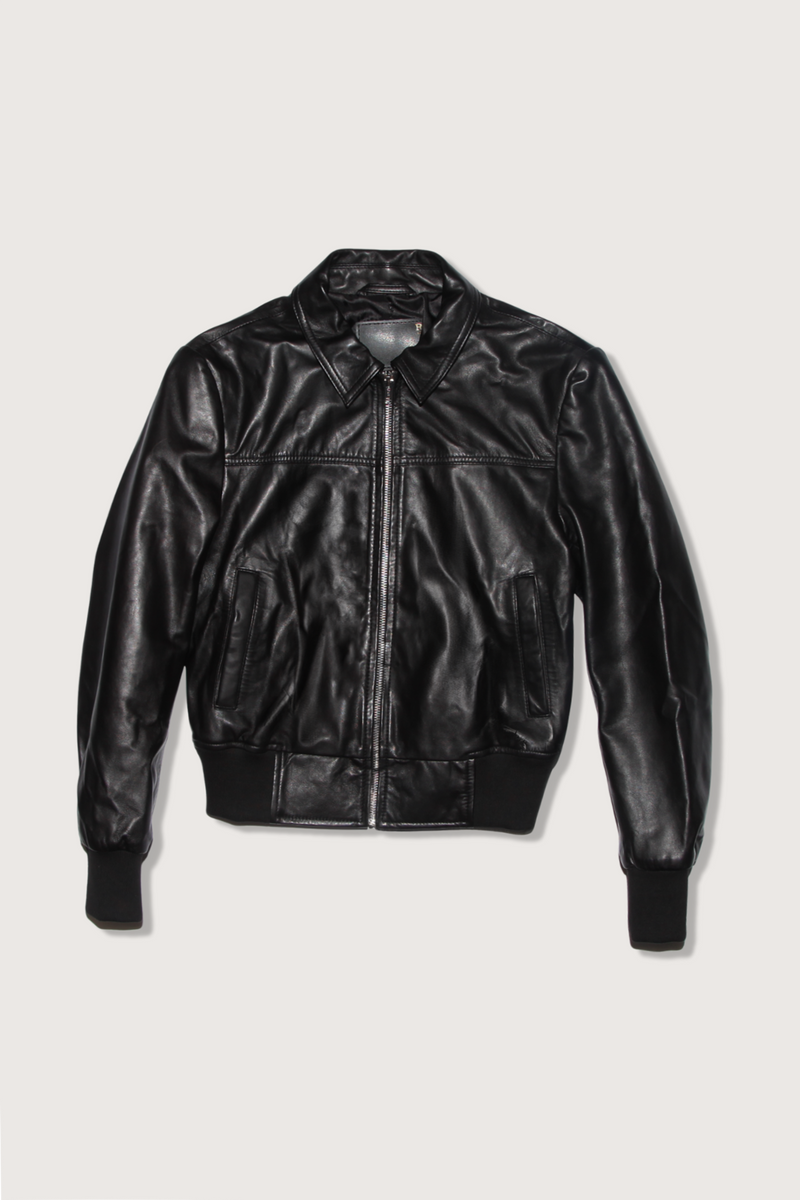 flat lay flat lay Berlin Leather Jacket black cropped micro fit