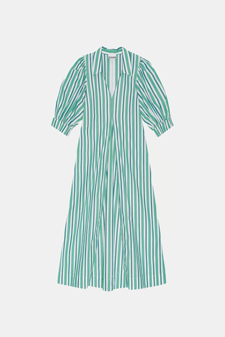 Striped Collar Long Dress