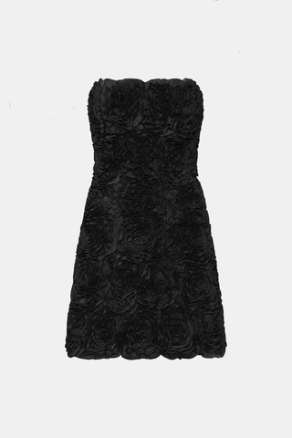 Gazer Rosette Mini Dress Black