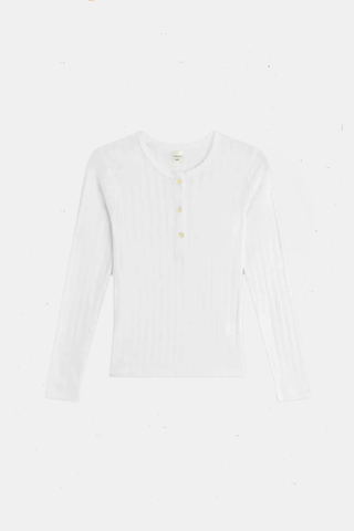 Pointelle Long Sleeve Henley