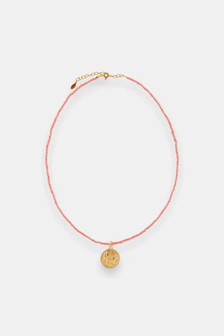 Athéna Charm & Pink Coral Necklace