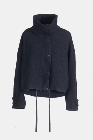 Wool/Knit Combo Funnel Neck Jacket