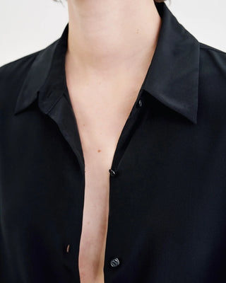 Julien Silk Shirt Black nili lotan close detail 