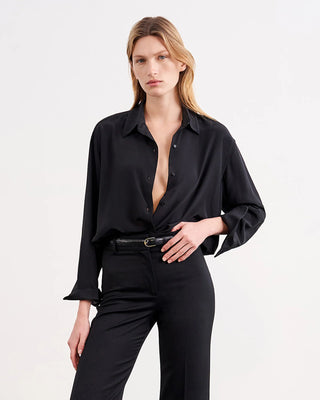 Julien Silk Shirt Black nili lotan front model