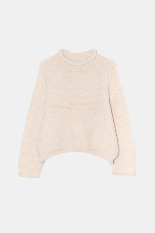 Hand knit Purl Roll Neck Alabaster