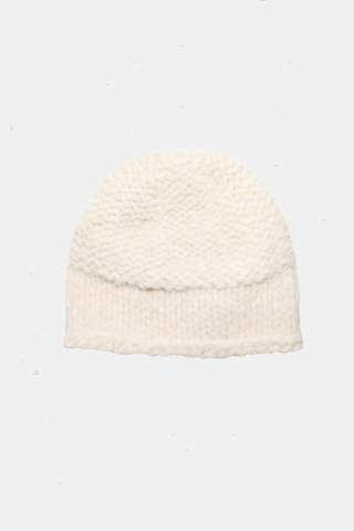 Hand knit Purl Roll Hat Alabaster