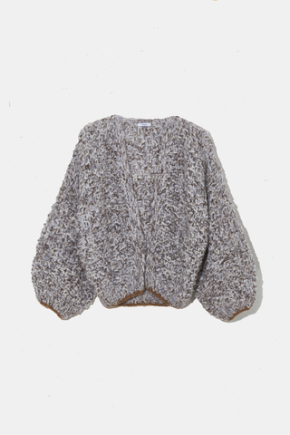 Fleecy Alpaca Pearl Pattern Bomer Cardi