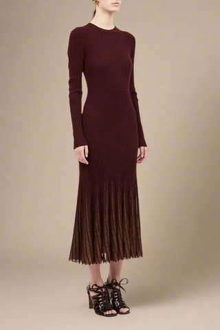 Mila Flared Sunburst L/S Dress AMRTH(Garnet)