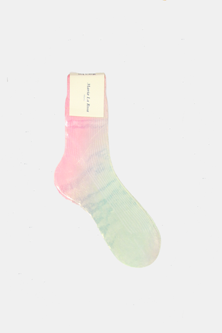 One Ribbed Laminated Socks Light Candy