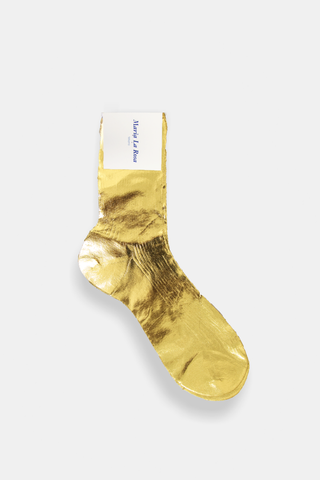 One Ribbed Laminated Socks Melange Gold