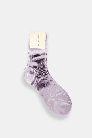 One Ribbed Laminated Socks Sparkling Lilac