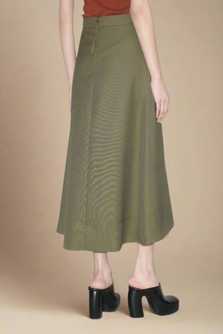 Front Pleated Midi Skirt