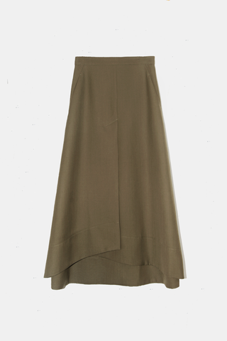 Front Pleated Midi Skirt