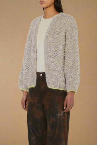 Fleecy Alpaca Pearl Pattern Bomer Cardi