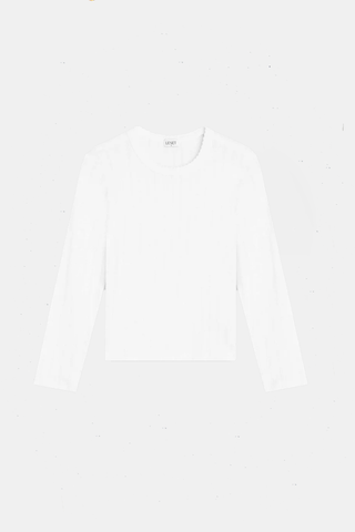 Pointelle Slim Fit Long Sleeve White