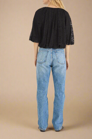 Idun Lace Bubble Top Black