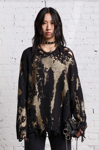 Black W/Gold Splatter Sweater
