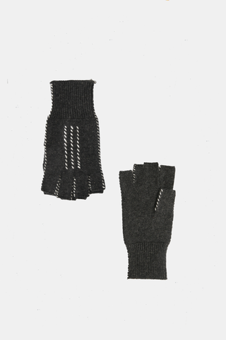 Cashmere Fingerless Stitch Glove Charcoal