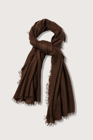 flat lay Cashmere Felted Stole Demitasse Choco Approximately 36"x80"
