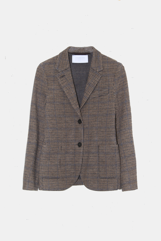 Stand Collar Blazer Loro Piana Taupe/Petrol