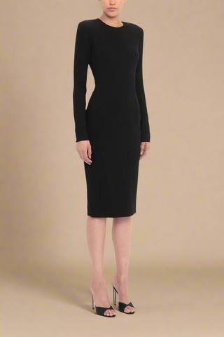 Long Sleeve T-Shirt Fitted Dress In Black