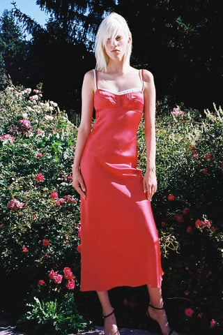 Waterlily Midi Dress Lux Red