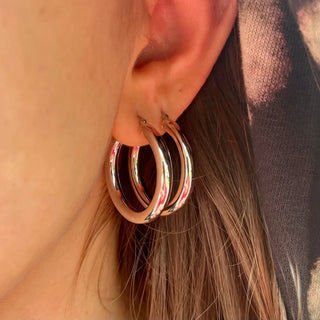 1" Wide Hoops shylee rose 14k gold earrings