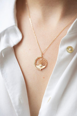 Dream Maker Oval Diamond & Moon Necklace