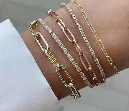 model wearing Lola Chain Bracelet 14k Yellow Gold 