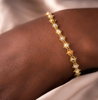 Textile Bracelet Multi-Colored Diamond Metal: 18k yellow gold Multi-Colored Diamond: approx 9.5cts. 3.5-4mm Length: 7" Handmade in New York