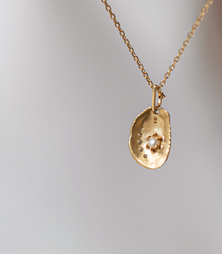 Neck Shell Nugget Moon Diamond Necklace 14k gold celine daoust